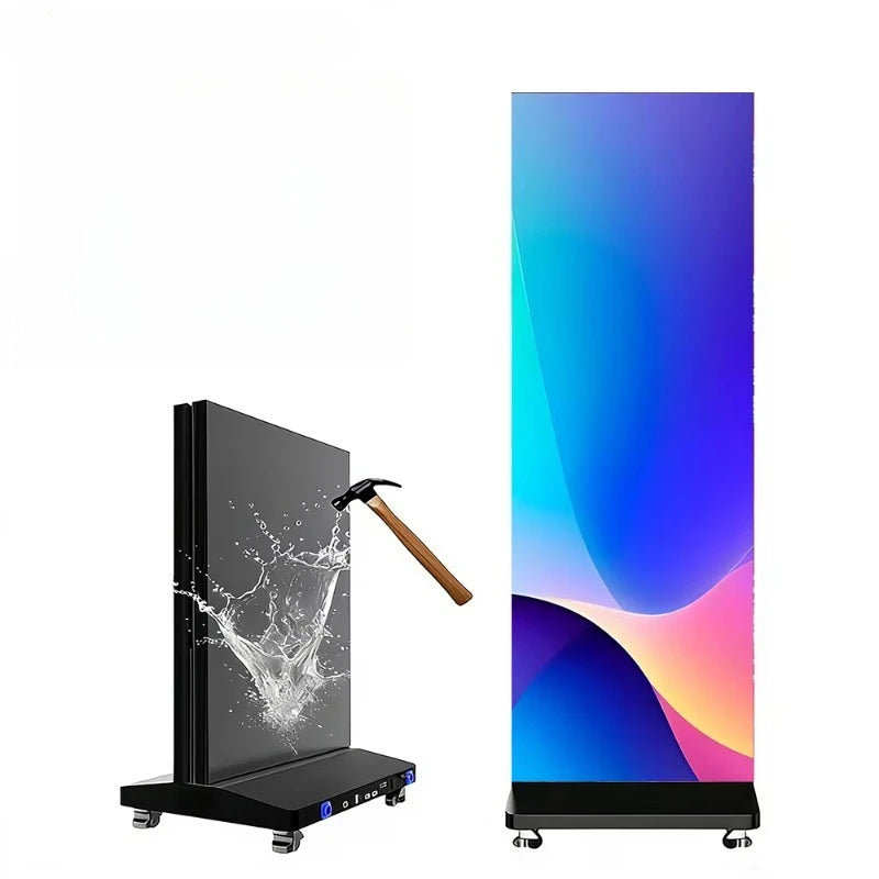 Floor Standing Large Poster Display P1.25P2.5p1.86 Portable Indoor LED Display Screen Advertising Folding Poster Screen