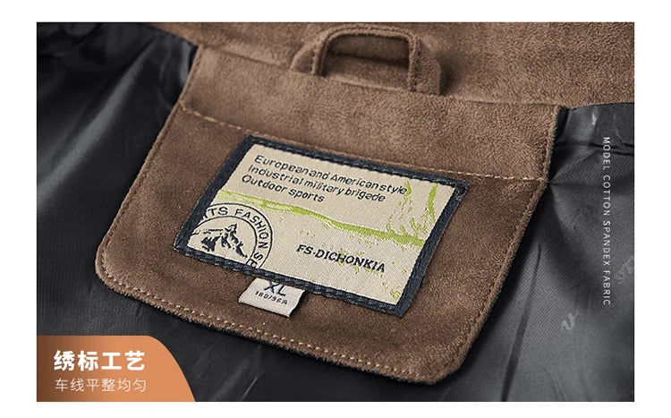 Spring and Autumn Men's Fashion Casual Slim-fit British Style Outdoor Sports Cargo Retro Suede Coat Youth All-match Cargo Jacket