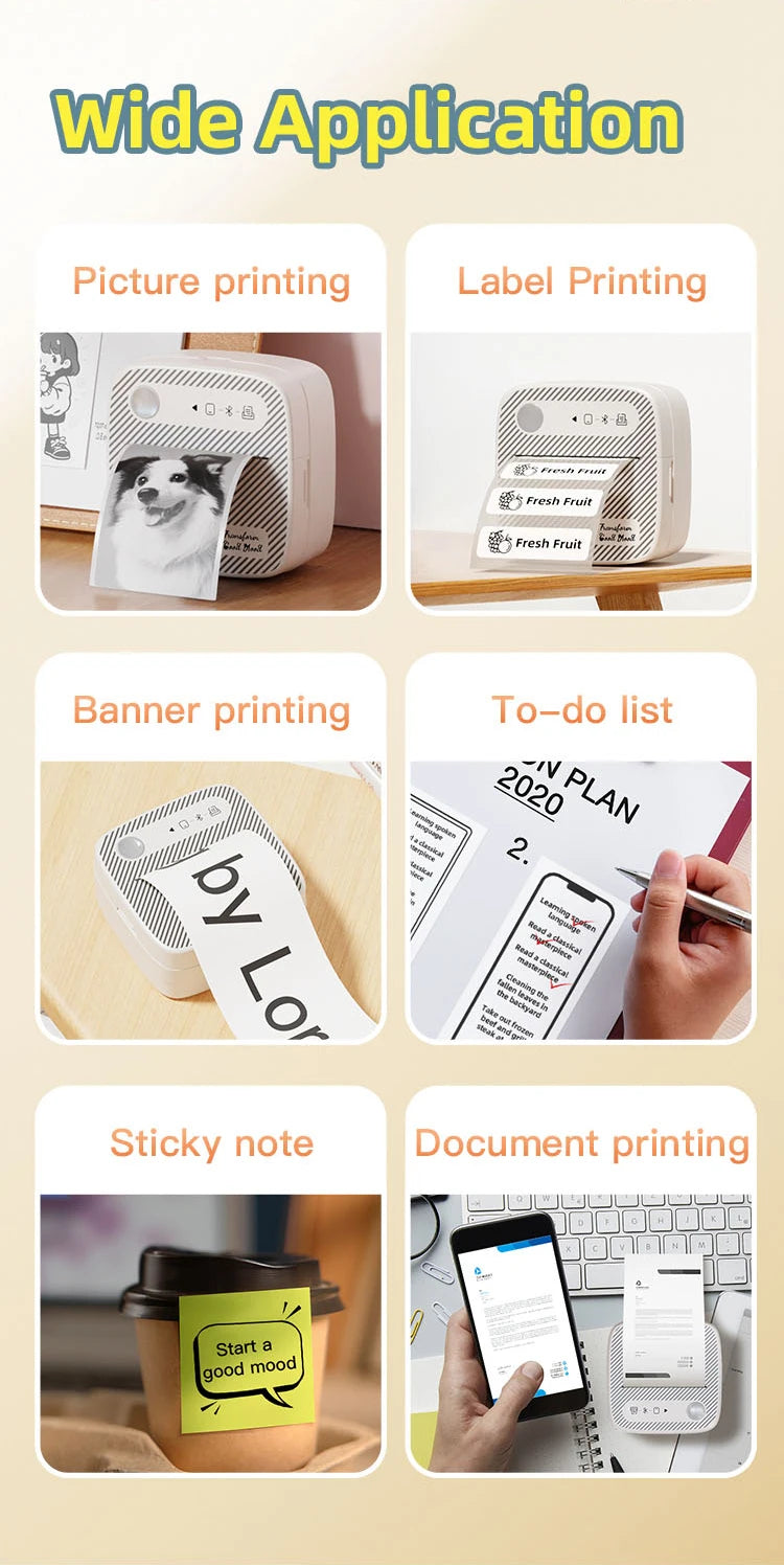 DOLEWA B3 Portable Mini Printers Wireless Bluetooth Inkless Sticker Maker Printer Tag Price Machine for Office School Kitchen
