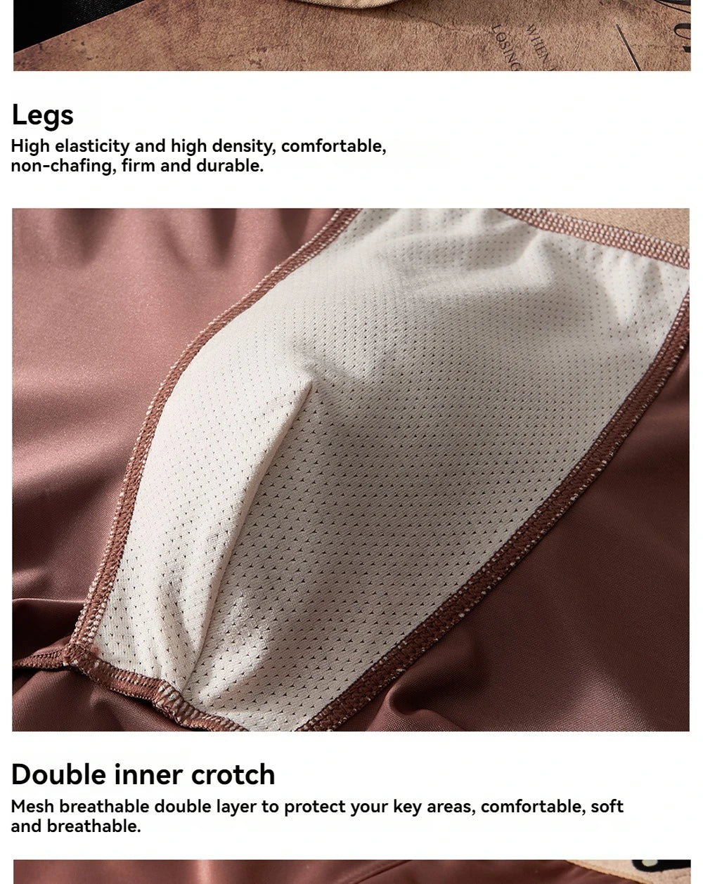 3PCS/Pack Luxury Ice Silk Satin-like Men's Underpants Double-layer Silk Crotch Panties Hygroscopic Breathable Underwear for Man