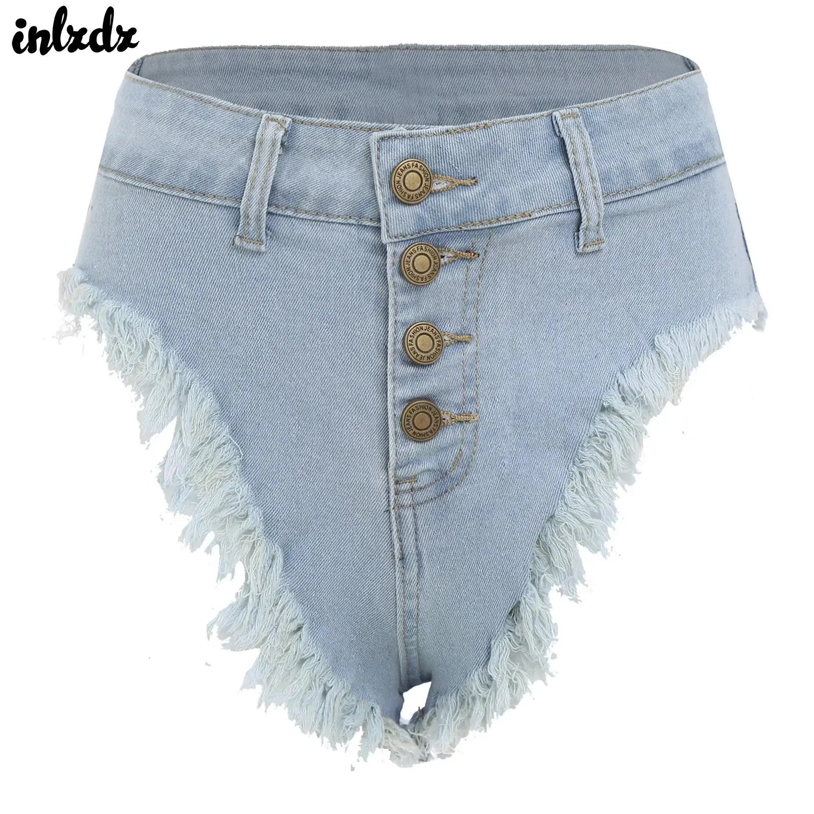 Womens Sexy Denim Hot Chic Short Jeans Pants Ragged Edge Slim Fit Booty Shorts Vacation Beach Daily Casual Clubwear Rave Costume