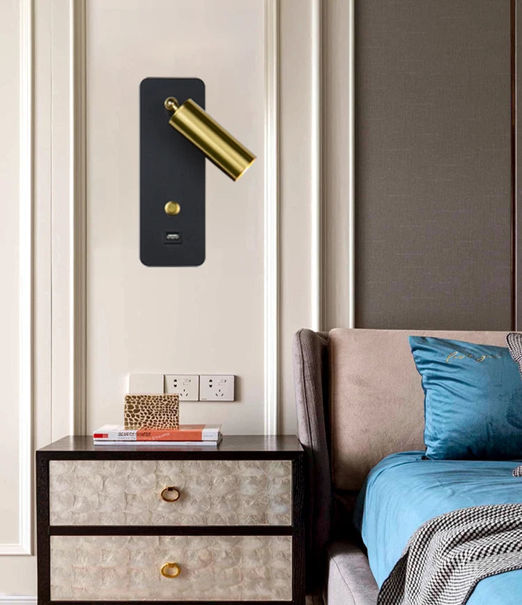 Indoor LED Wall Lamp 7W with USB Charge Wall Lamp Bedroom Living Room Nordic Modern Wall Light Aisle with Switch Wall Sconce