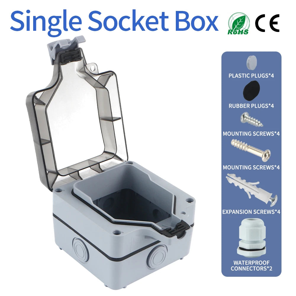 GTRIC Waterproof Outdoor Plug Electrical Sockets 250V AC IP66 DustProof Waterproof Socket With Switch Outside Master Plug