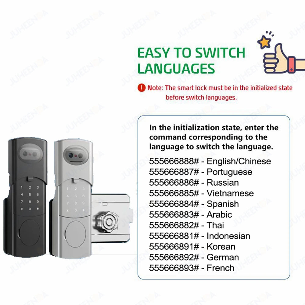 Tuya WiFi APP Double-Sided Fingerprint Smart Lock Waterproof Gate Iron Door RFID Digital Face Recognition Lock Video Intercom