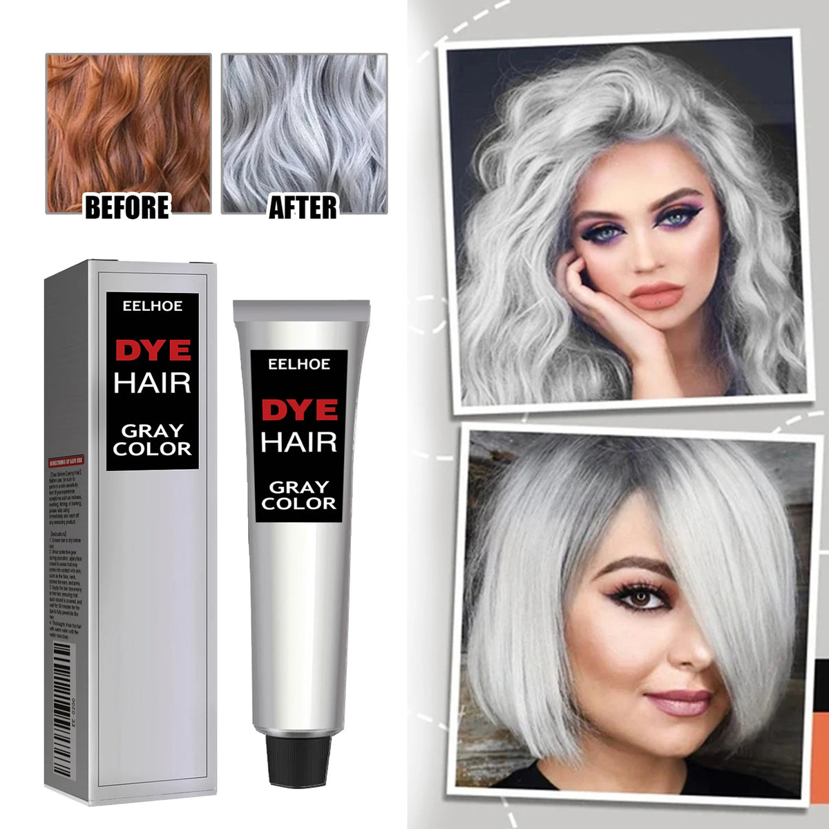 Fashion Hair Dye Cream Nourishing Enhancing Hair Luster Easy to Color Long Lasting Color Effect Grandma Grey Hairdressing Cream