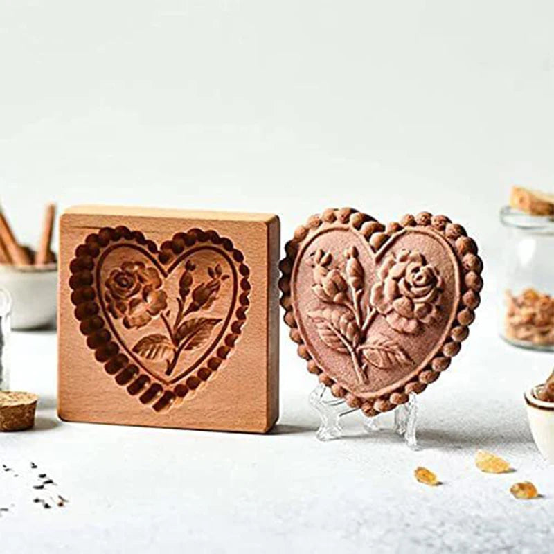 3D Cookie Baking Molds Wooden Gingerbread Mold Press Pumpkin Embossing Tools for Cake Decor DIY Kitchen Gadgets Cookies Moulds