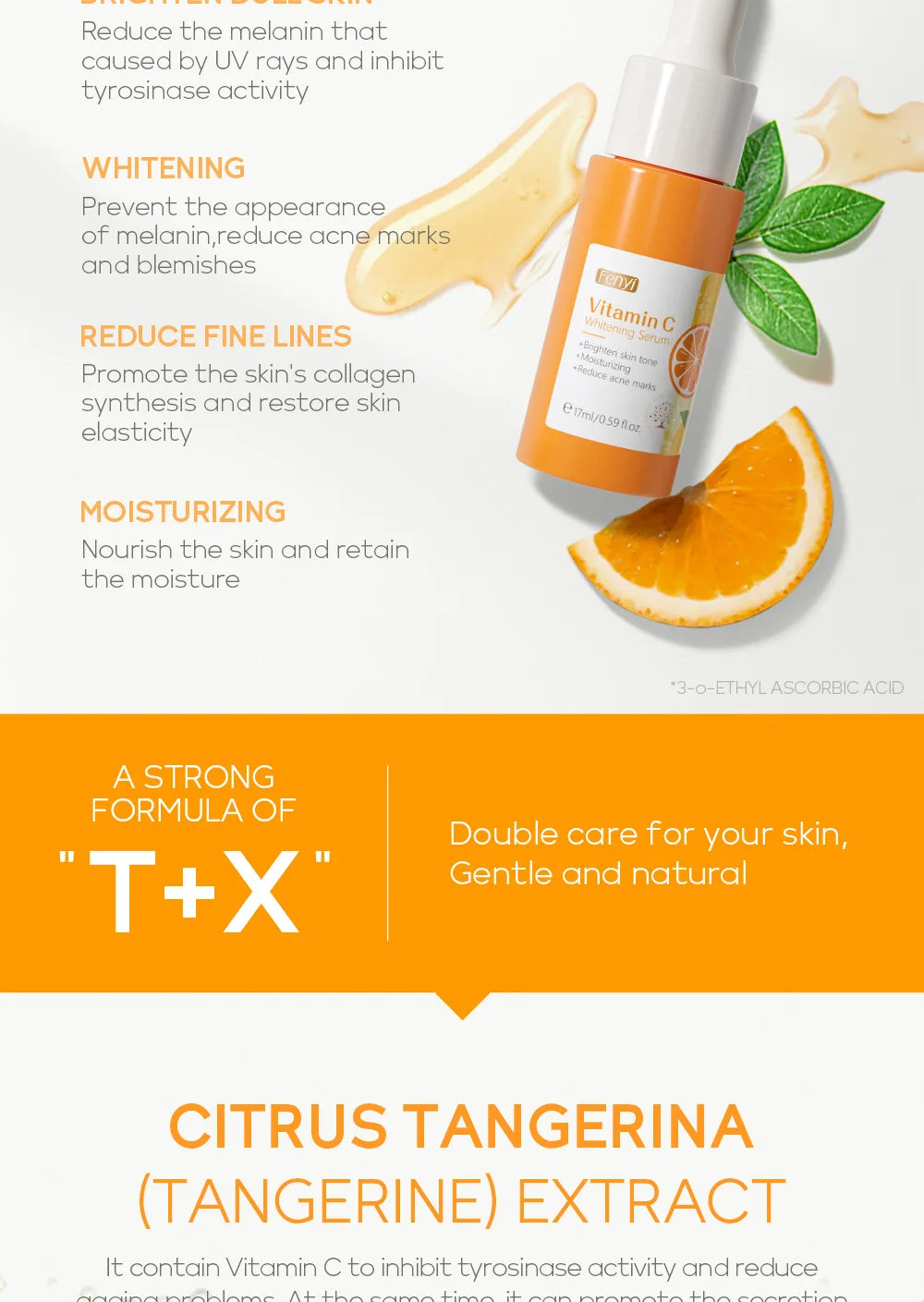 17ml Vitamin C Serum Moisturizing Nourish Skin VC Hyaluronic Acid Face Essence Shrink Pore Face Serum Skin Care Products