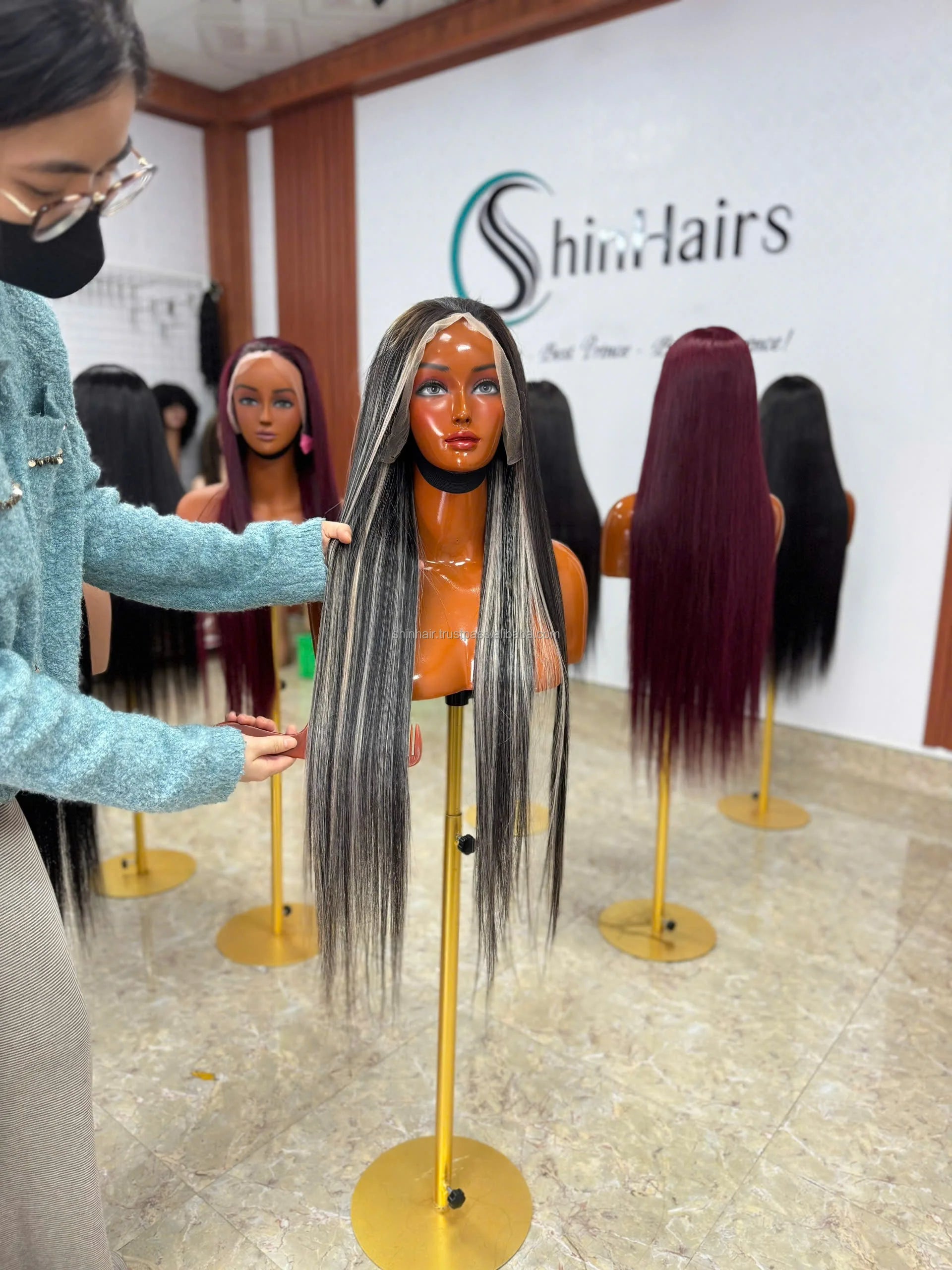 Wholesale HD Color P4-60 Lace Front Wig 13x4 Full Lace 250% Density Virgin Hair Straight No Cut Transparent Lace 100% Human Hair
