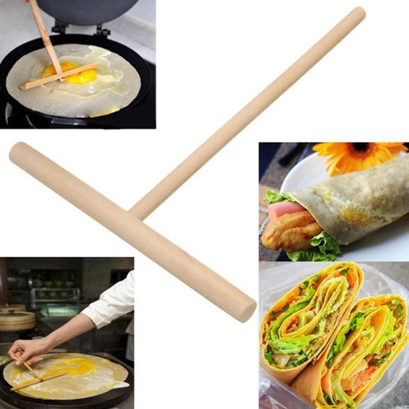 Wooden Crepe Maker Pancake Batter Spreader Stick Spatula Pancake Spreader Tool Crepe Maker Cooking Baking Tool Kitchen Gadgets