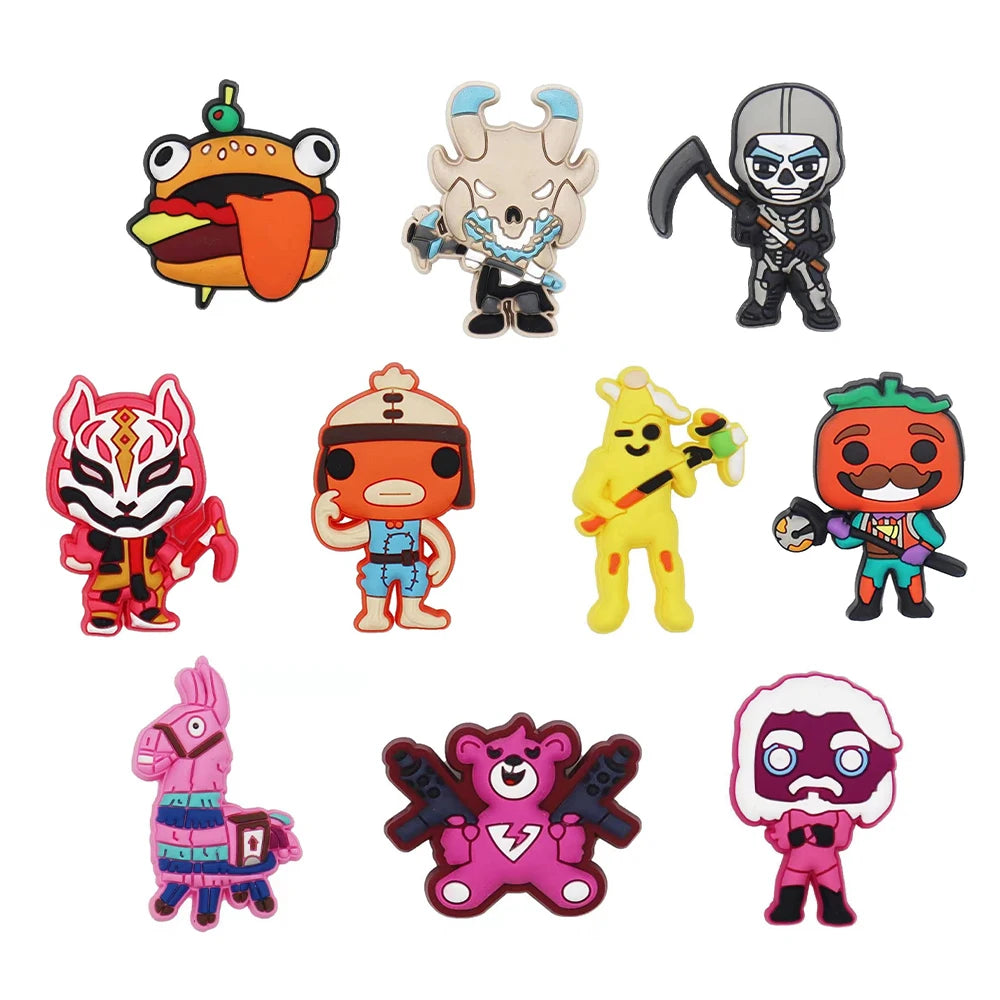 10-21pcs Game Characters Popular Shoe Charms Cartoon Shoes Accessories Decoration Buckle Fit Clog Sandal Wristbands Accessory