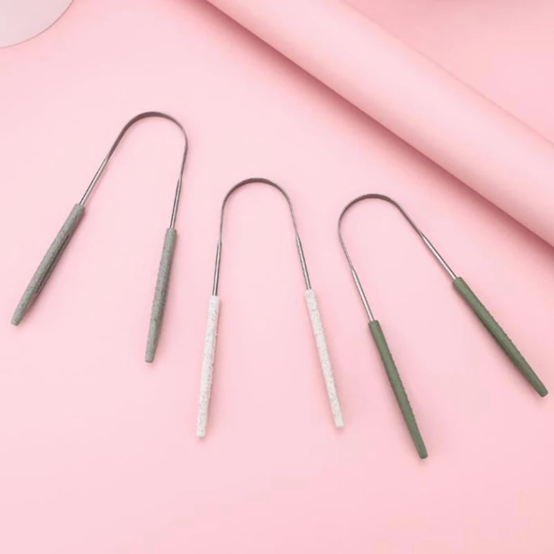 Z. 1PCS Stainless Steel Tongue Scraper Fresh Breath Cleaning Coated Tongue Toothbrush Oral Hygiene U-shaped Metal Tongue Scraper