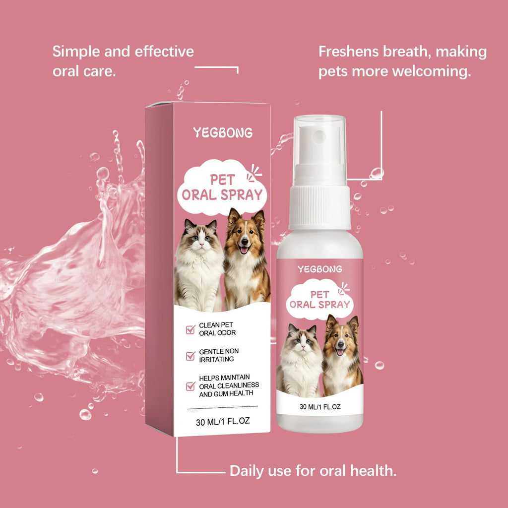 Pet Oral Care Spray Reduce Bad Breath Care Gums Health Gentle Non Irritating Plaque Tartar Remover Care for Dog Cat Oral Cleaner