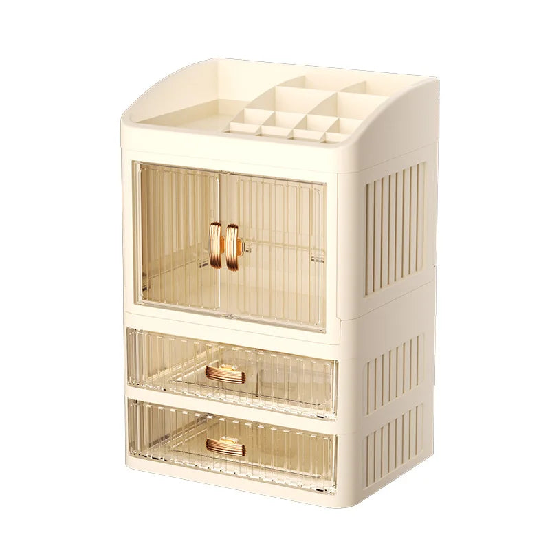 Makeup Drawer Organizer with Divided Compartments, Suitable for Dressing Table/Bathroom, for Organizing and Storing Household Items on the Desktop, Dust-Proof and Easy to Clean, Simple White Design, Stackable Makeup Drawer Bo