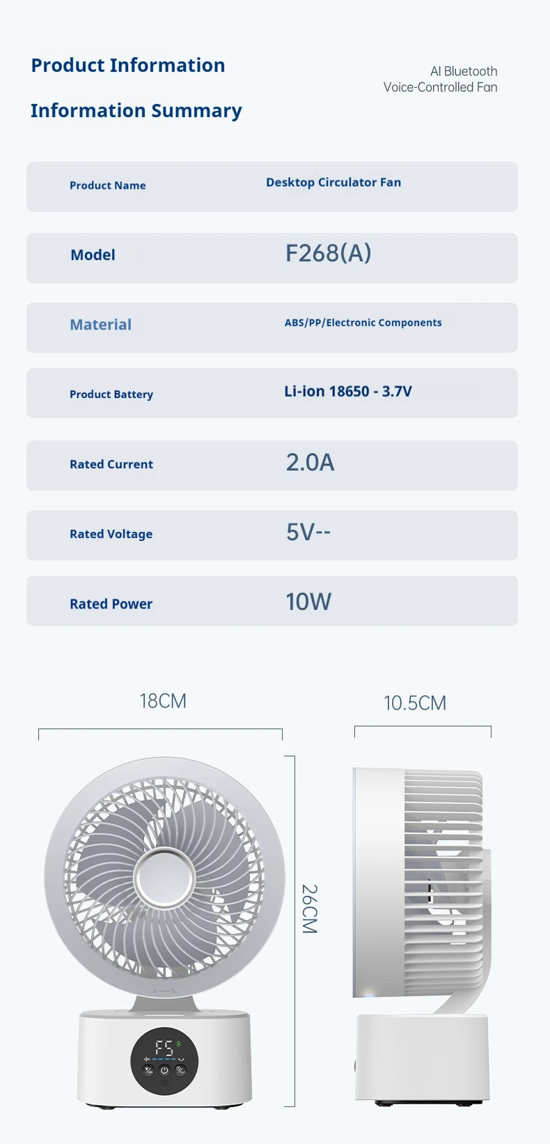 HOMEFISH USB Rechargeable Wall‑mounted Fan Foldable Swivel Portable Fan Built‑in Night Light Household Air Cooling Fan