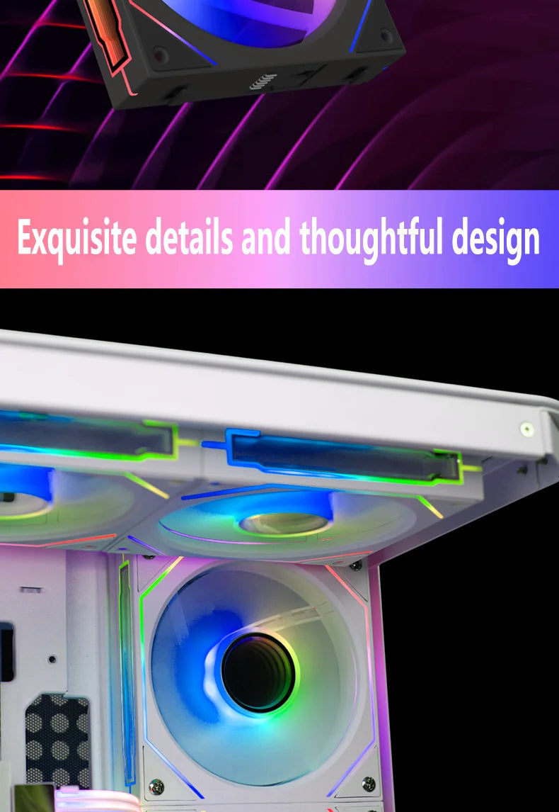 PC Case Fan 120mm ARGB Mirror Cycling Lighting Effect CPU Cooling Fan 4-Pin PWM 58.36CFM Fan for Computer Water Cooling