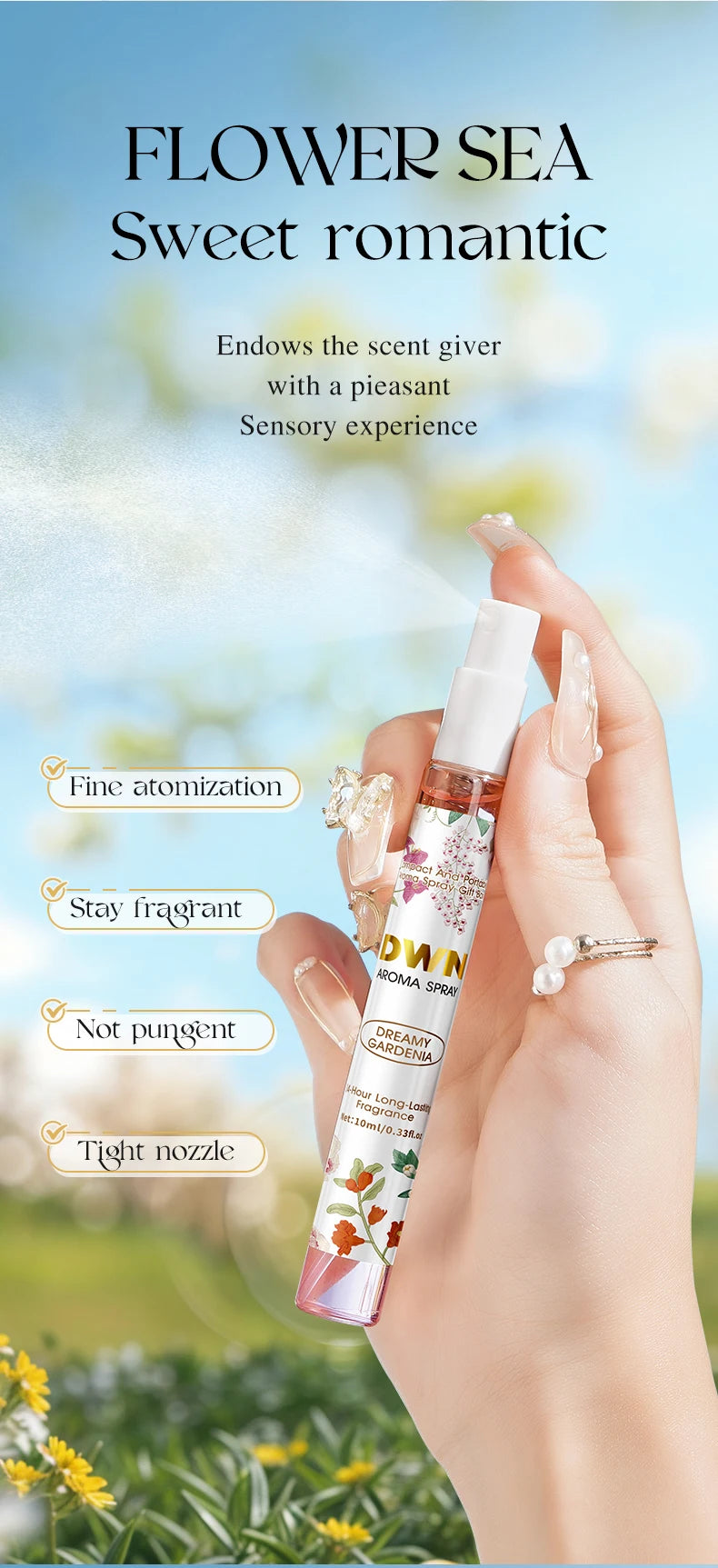 5-Piece Alcohol-Free Festival Flower Perfume Gift Set, Lasting, Charming Fragrance Spray (for Men and Women) 10ml
