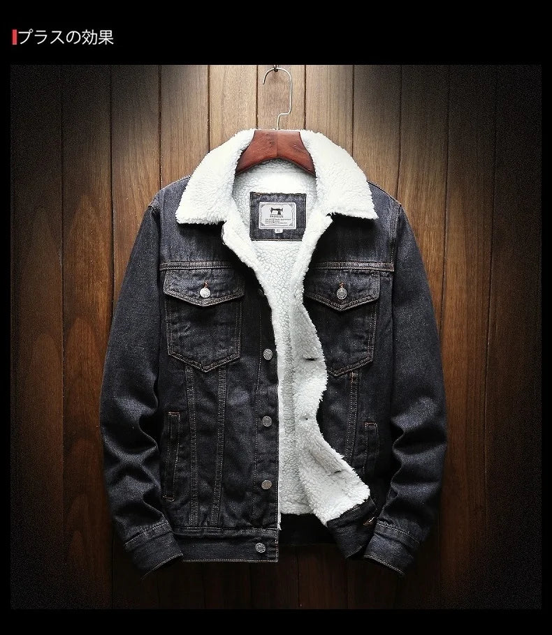 Men Blue Denim Jackets And Coats Winter Warm Jeans Jackets New Male Slim Fit Denim Coats Thicker Warm Casual Denim Jackets 6XL