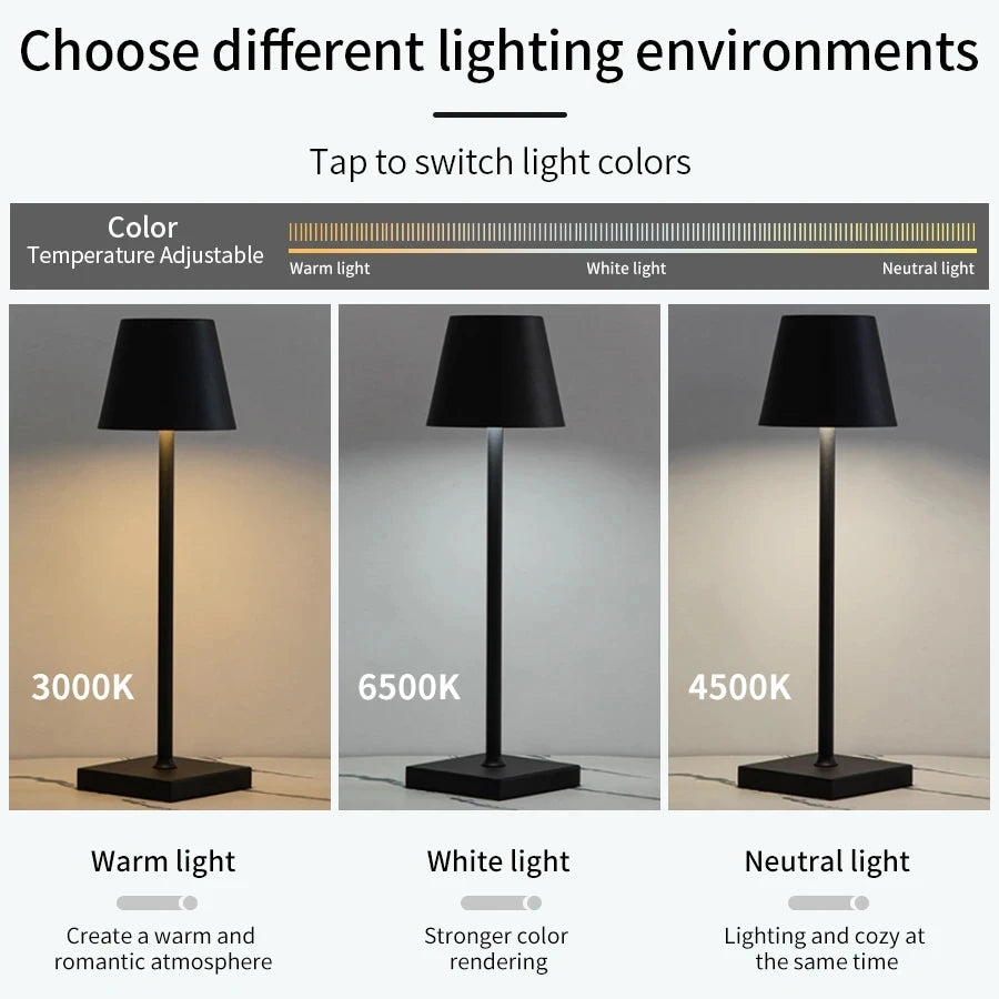 LED Desk Lamp Usb Rechargeable Table Lamp Bar Restaurant Ambiance Wireless Touch Lamps 3Levels Dimmable Waterproof Led Lights