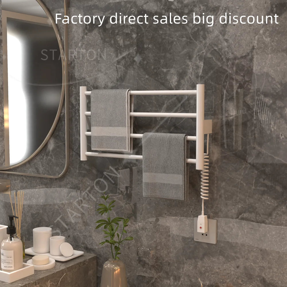 Bathroom Accessories Black Stainless Steel Towel Dryer Heating Smart Electric Towel Rack