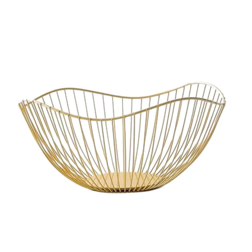 Metal Fruit Baskets Exquisite Appearance Sturdy And Durable Multifunctional Large Capacity Open Wire gold Straight large