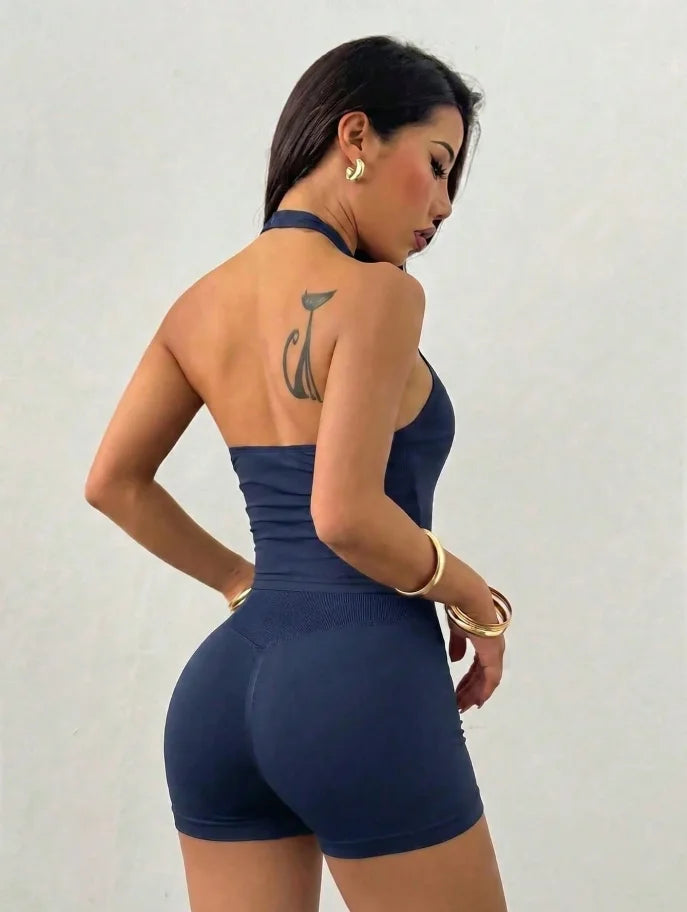 Women's Outdoor Sports Set: Tank Top + Shorts, Versatile For Daily Wear, Slimming Fit, Butt-Lifting, Lightweight And Sweat-Absor
