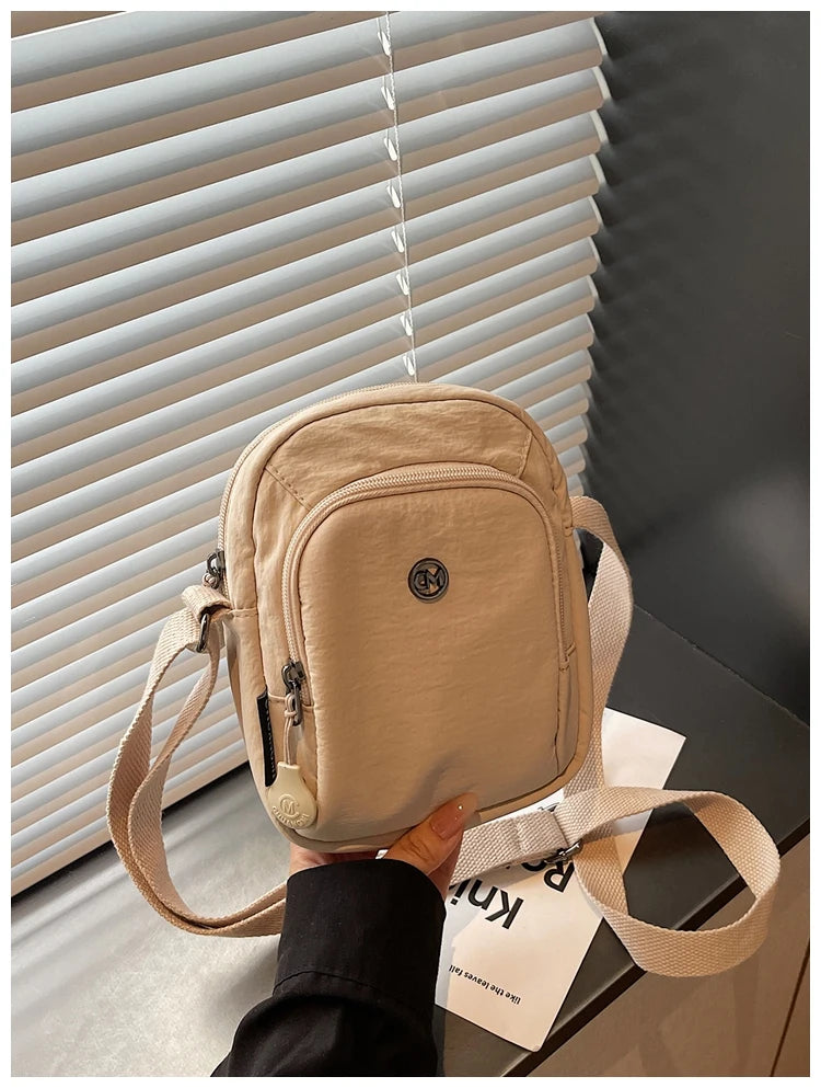 Waterproof Nylon Mobile Phone Bag Portable  Three-Layer Coin Purse Crossbody Bag for Youth Casual Simple Style Functional...