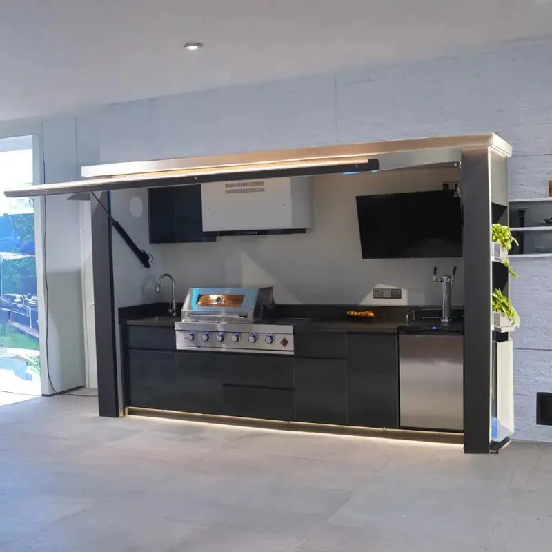 Outdoor Kitchen Set 304 Stainless Steel Grill Sink Fridge Commercial and Residential Multi Function