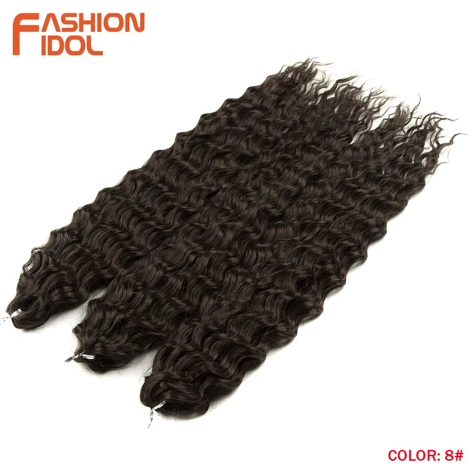 FASHION IDOL 24 Inch 300g Ariel Hair Synthetic Crochet Curly Hair Water Wave Braid Hair Ombre Blonde Braiding Hair Extensions