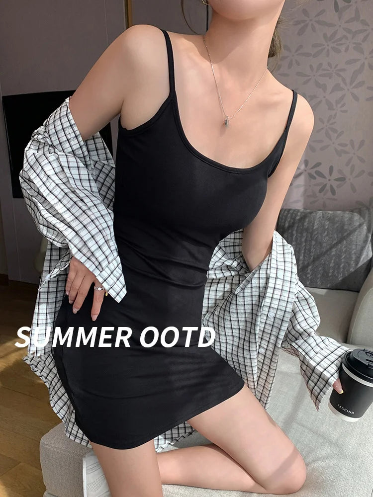 BIVIGAOS Spring Summer Sexy Package Hip Short Camisole Dress Women Elastic Tight Fit Hot Girl Hip Wrap Mini Sleeveless Sundress