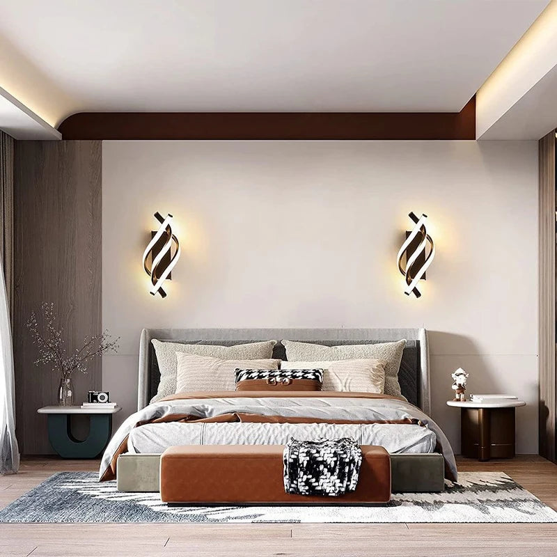 Modern LED Wall Lamp Home Line Decoration Wall Lamp Living Room Background Wall Bedroom Headboard Black White Lighting Lustre