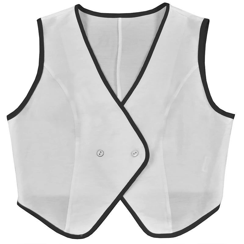 BKLD 2025 Women's Temperament Commuting Suit Contrasting Button Sleeveless Vest Tops+Zipper Pockets Pants Fashion Casual Outfits
