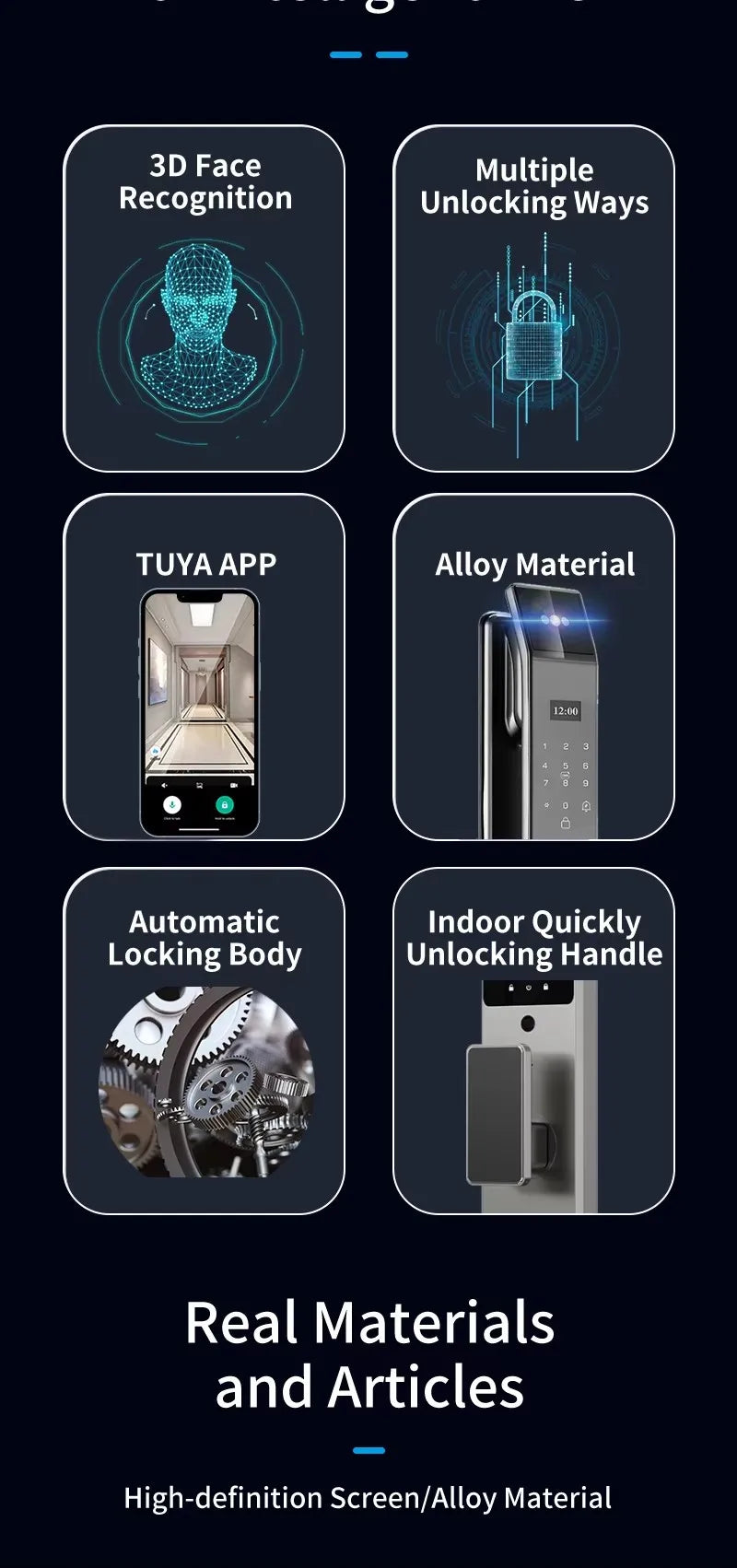 3D Face Recognition Palm Vein Recognition Tuya Automatic Lock With Camera Biometric Fingerprint Password Security Digital Lock