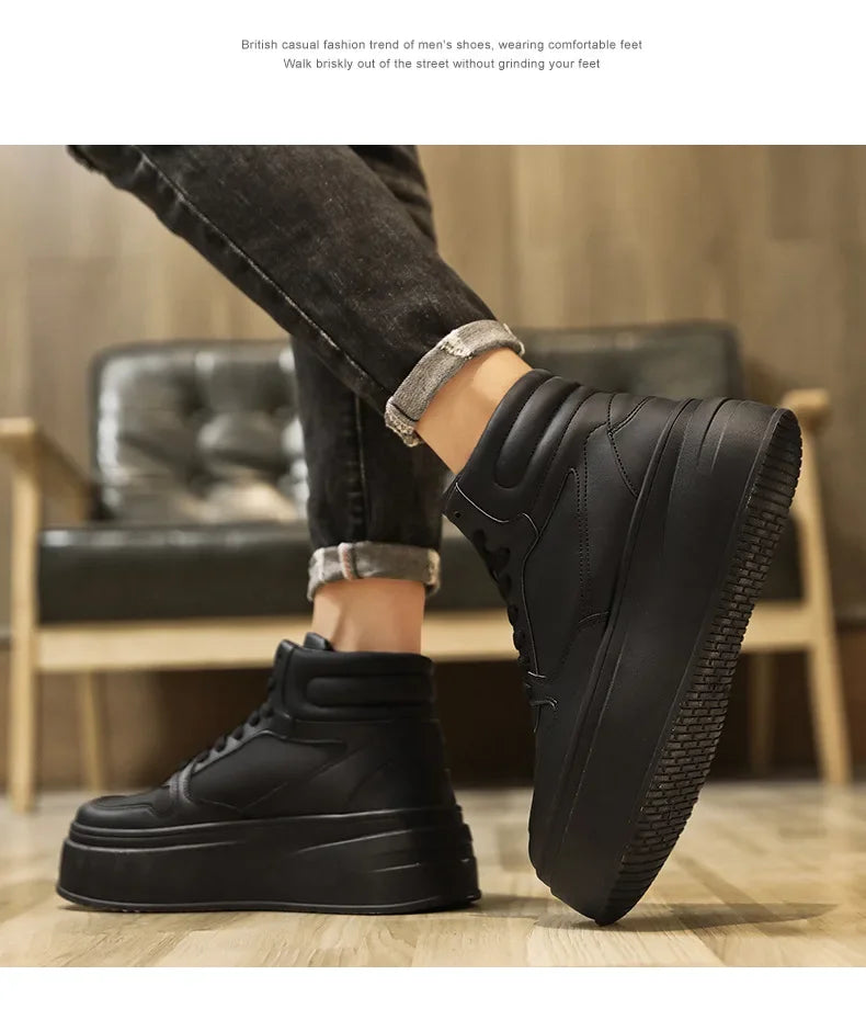 Men Casual Sneakers Platform Ankle Boots High-top Thick Bottom Sneakers Male Outdoor Basketball Shoes Sport Trainers 2025