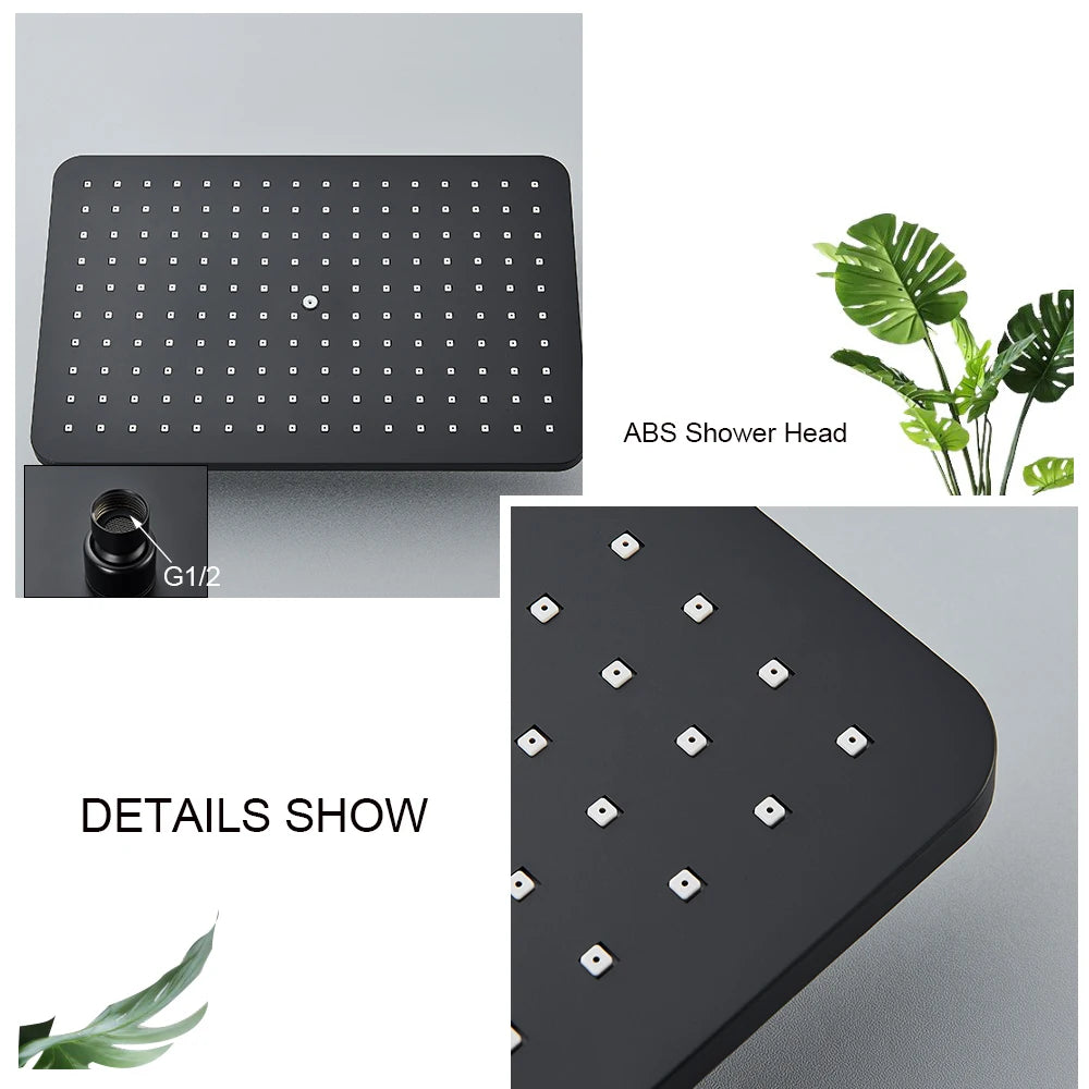 Shower Faucet Set Rainfall 3/4-ways Bathtub Tap With Bathroom Shelf Height Adjust Brass Mixer Crane Hot Cold Water Systems