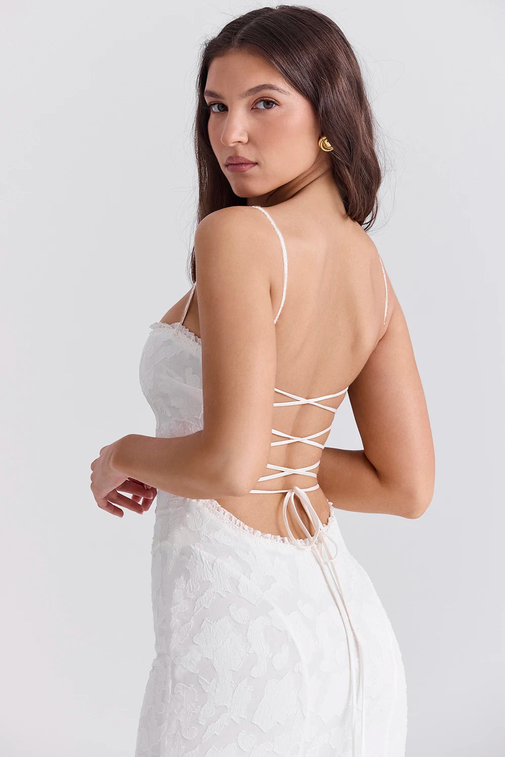 Articat-Women's Sexy Sleeveless Lace Patchwork Backless Bodycon Maxi Dress, Elegant Party Club Evening Dress, 2024 Summer