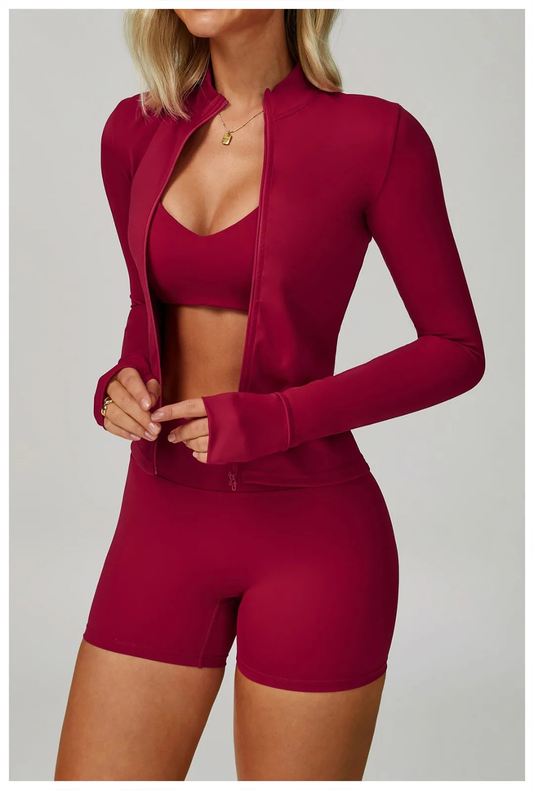 3PCS Women's Yoga Set Peach Hip Sports Jacket Shorts Fitness Set Tight Sports Bra Pants Set Workout Gym Leggings Sports Yoga Set