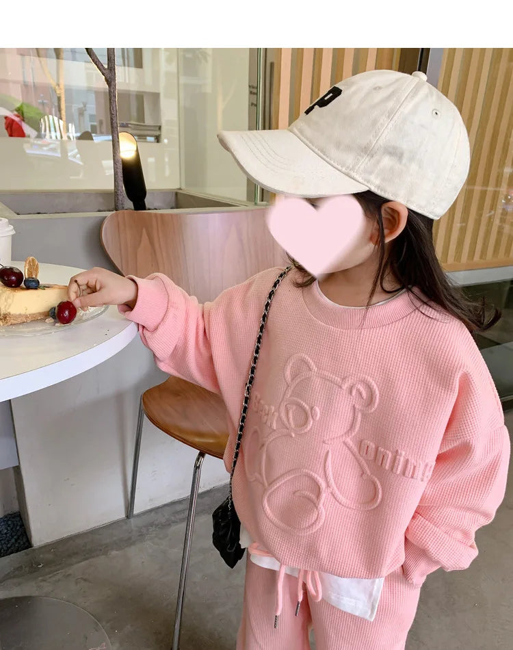 2026 Spring Children's Spring Clothes Round Neck Long Sleeve Sweater Boys and Girls Trendy Baby Stylish Children's Clothing 2PCS