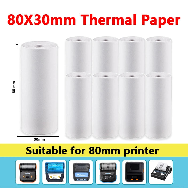 80mm Thermal Receipt Paper 3/6/10Rolls White Paper For 80mm Mini Portable Thermal Receipt Bill Printer For Business Printing