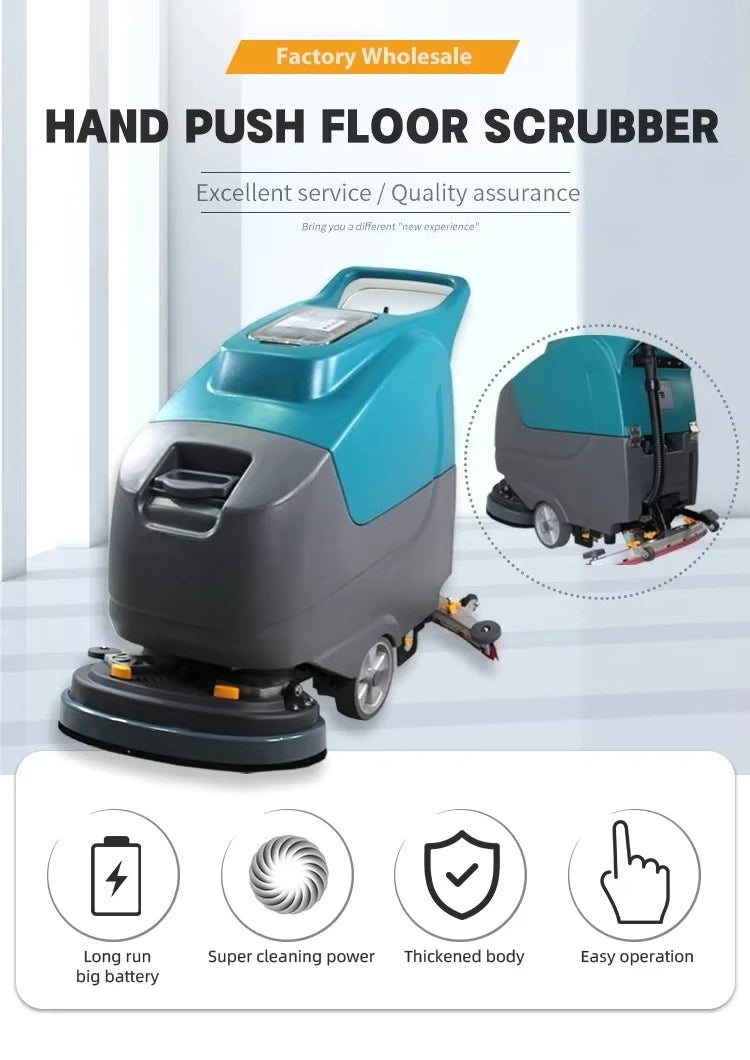 New 510MM Industrial Carpet Cleaner DC 24V Walk-Behind High Efficiency Floor Scrubber Machine Hand Push Battery-Powered 24V
