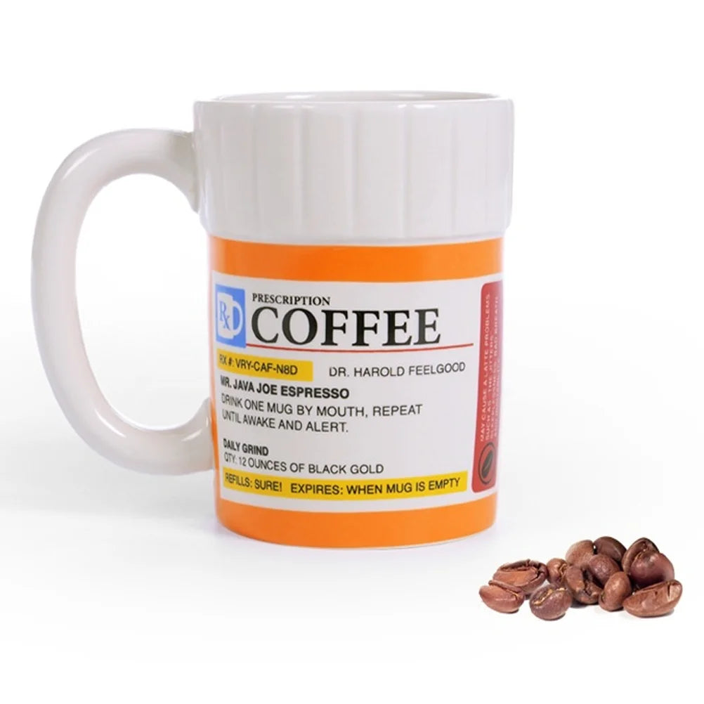 Creative Ceramic Coffee cup Medicine Bottle Mug Breakfast Milk Pot Office Tea Set espresso cups  Gift for Friends Families