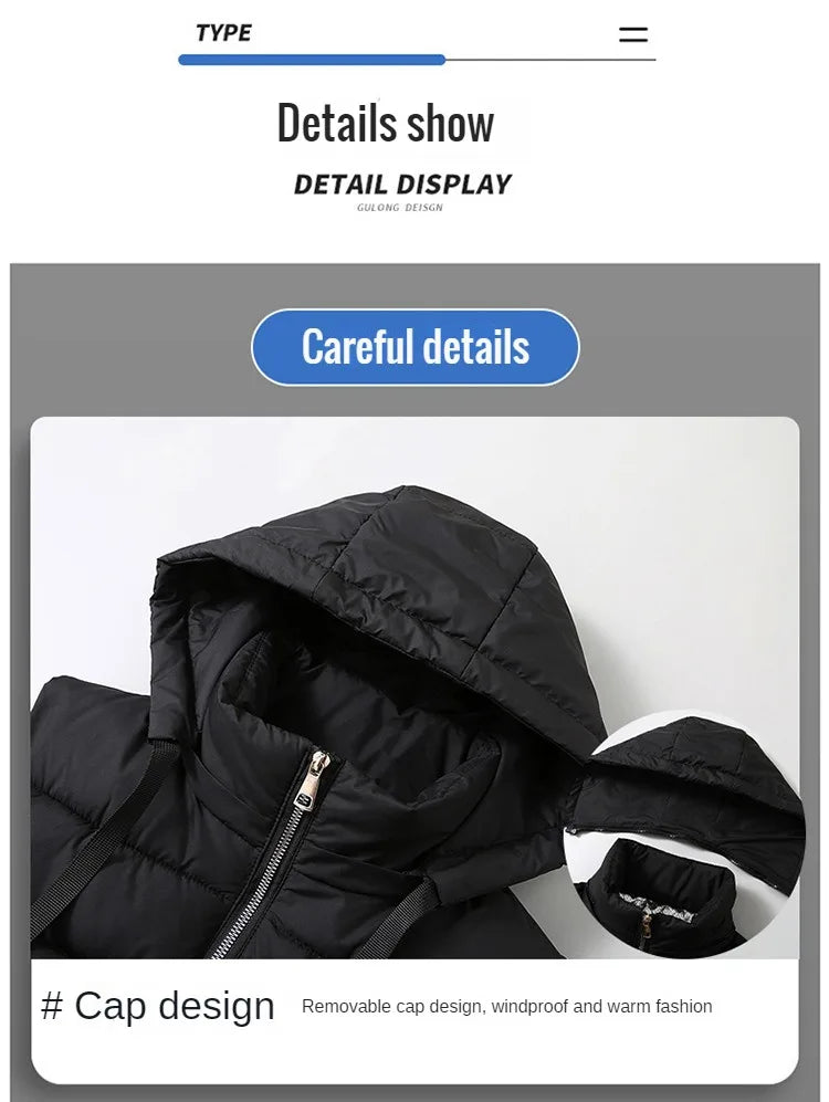 New in Padded Vest Men Winter Hooded Zip-up Turtleneck Sleeveless Jacket Male Cotton Down Autumn Warm Pocket Work Wear Waistcoat