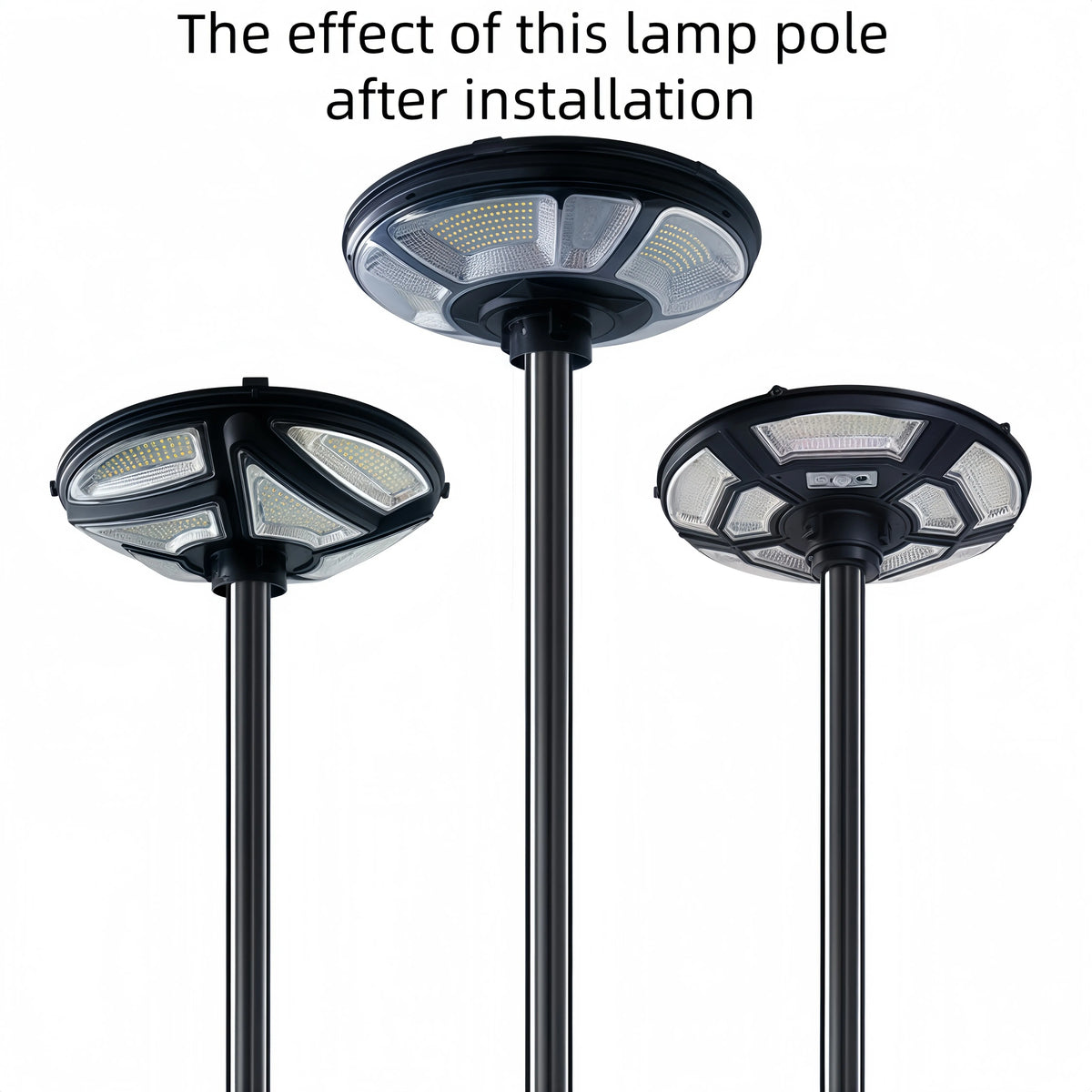 2.8m Black Solar Lamp Pole Set – Outdoor Split Design, Metal Iron Base