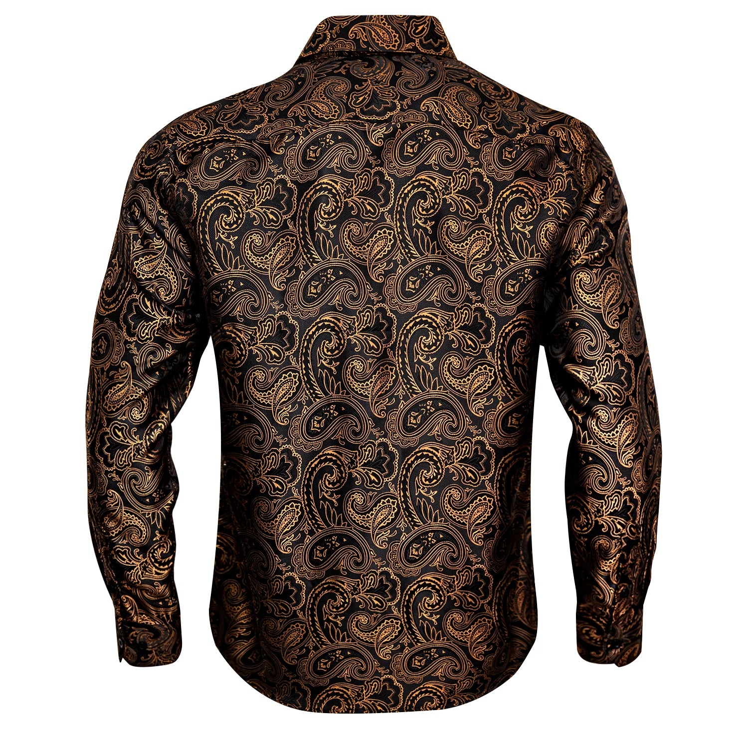 Gold Paisley Bright Shirts Men Autumn Long Sleeve Casual Flower Shirts For Men Designer Fit Dress Shirts BCY-07