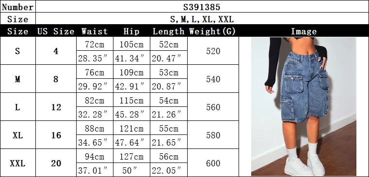 Shorts Women Knee Length Cargo Jeans Multiple Pockets High Waist Washed Distressed Streetwear 2025 Summer Denims Short Pants