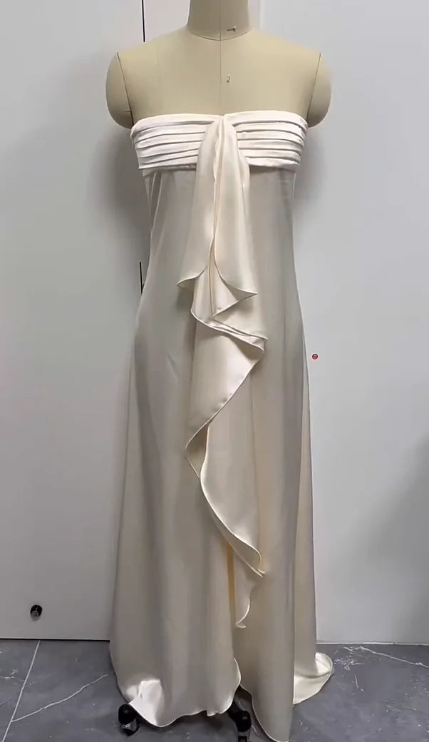 Women's Satin Bow Party Mini Dress Backless Strapless Sleeveless Short Robes Vacation Slim Fit Vestidos 2026 New Lady Streetwear
