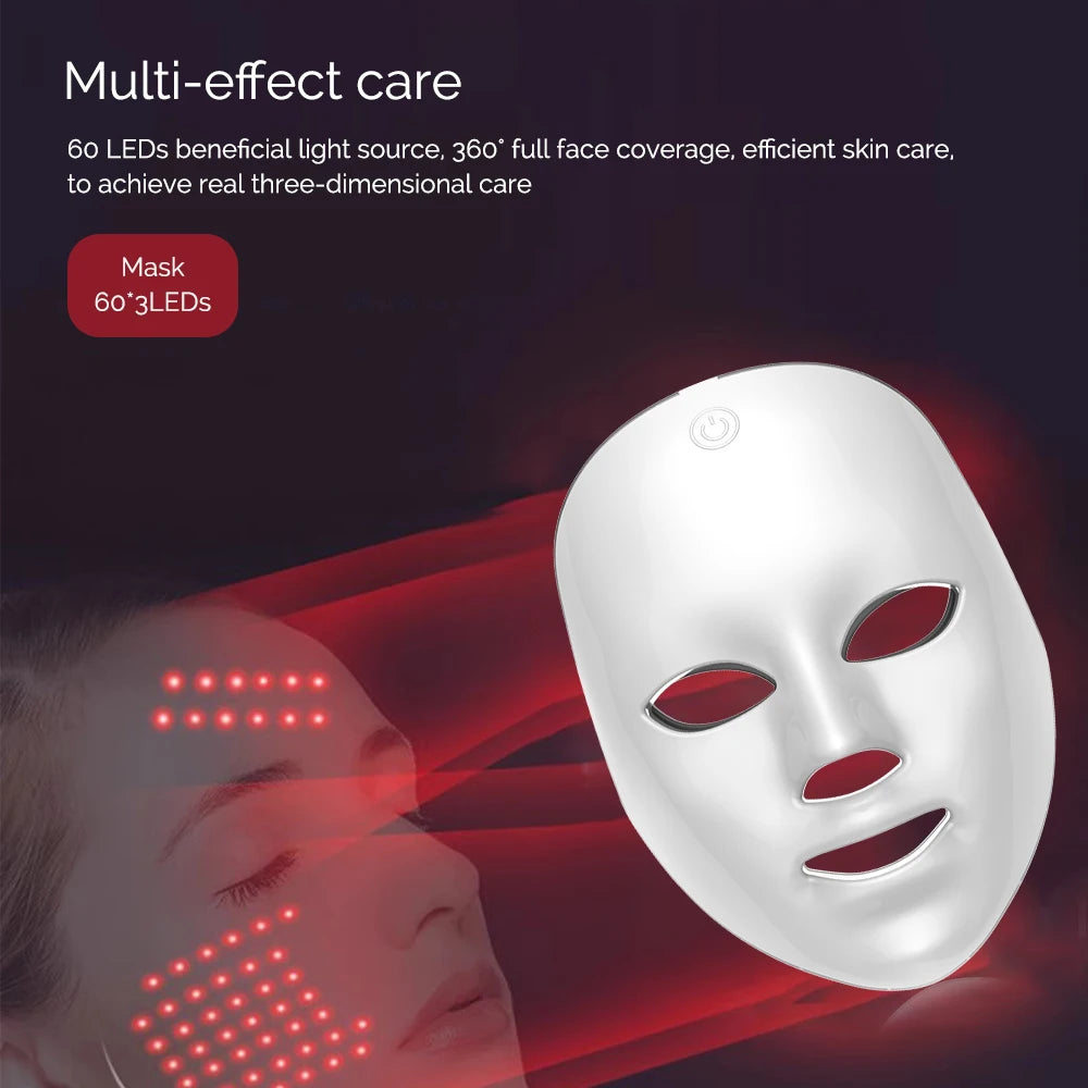 Wireless 7 Colors LED Face Beauty Machine Photon Facial Neck Skin Tighten Rejuvenation Facial Neck Mask