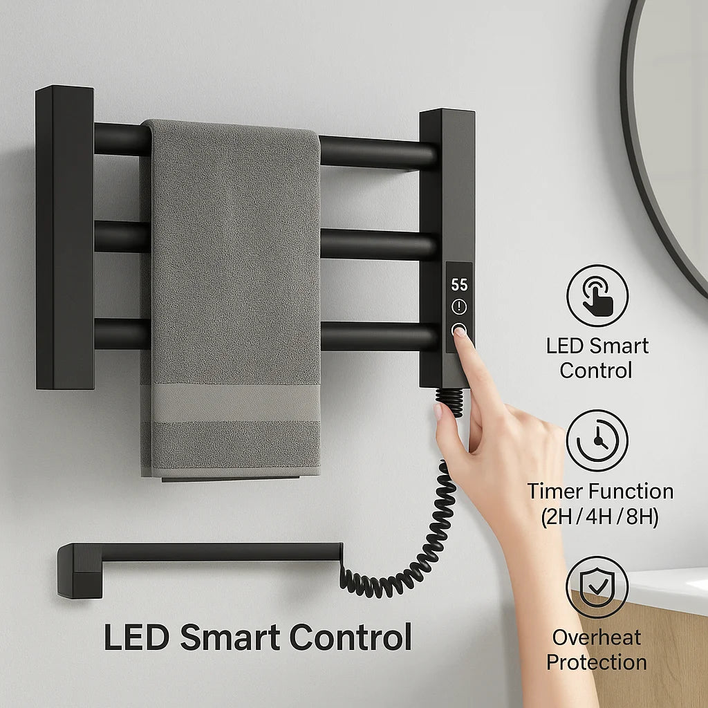 Mini Electric Towel Heater Black Spa Dryer with Track Bracket Steel Bathroom Accessories Household Hot and Moist Hanger