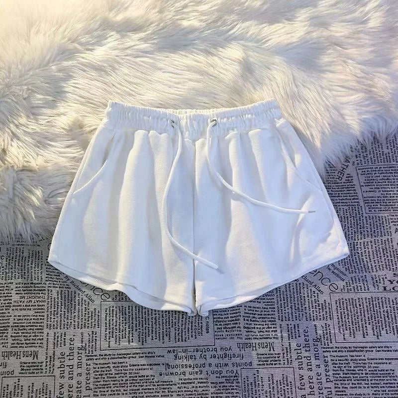 Cotton Drawstring Wide Leg Shorts for Women High Waist Loose Casual Jogging Shorts Y2K Summer Streetwear All Match Baggy Shorts
