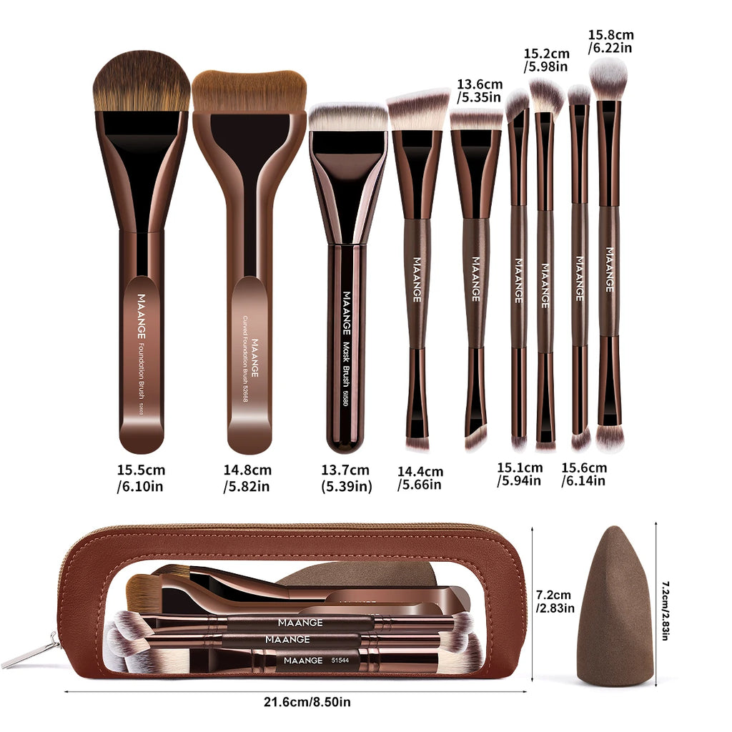 MAANGE 11pcs Makeup Brush Set Foundation Concealer Brush Blush Brush Contour Brush Ultra Thin Foundation Makeup Facial Brush
