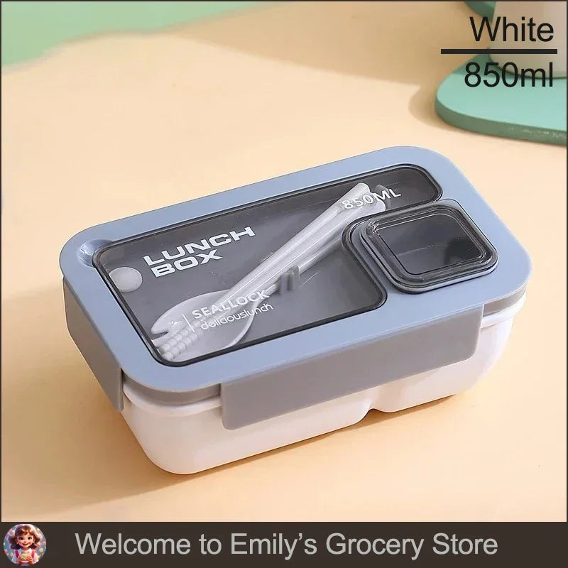 1pcs Portable Sealed Lunch Box with Tableware for Kids Children Plastic Microwave Bento Boxes Dinnerware Set Food Storage Contai